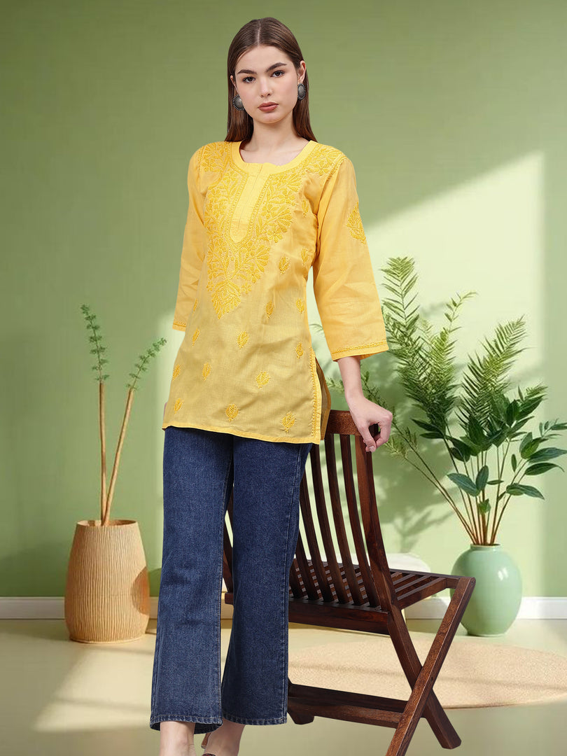 Seva Chikan Hand Embroidered Cotton Lucknowi Chikan Top