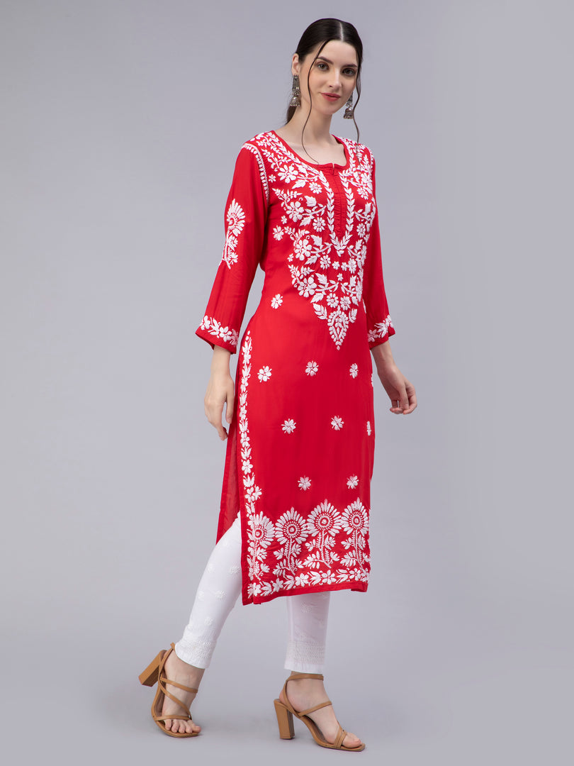 Seva Chikan Hand Embroidered Modal Cotton Lucknowi Chikan Kurti