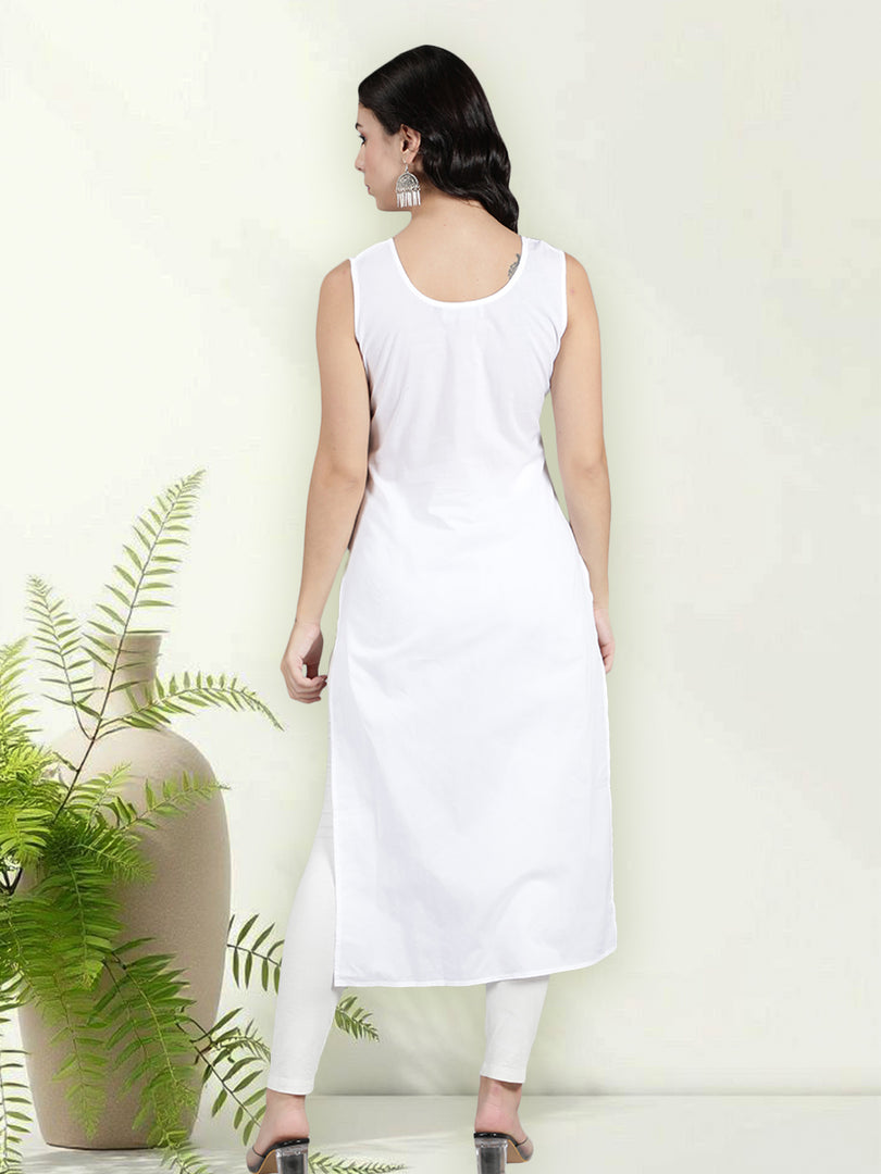 Seva Chikan Long Slips Combo of White (Pack of 2)