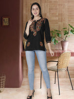 Load image into Gallery viewer, Seva Chikan Hand Embroidered Cotton Lucknowi Chikan Short Top
