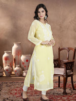 Load image into Gallery viewer, Seva Chikan Hand Embroidered  Georgette Lucknowi Chikankari kurta with Slip