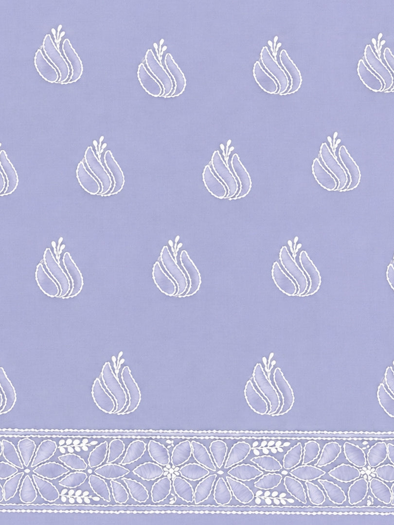 Seva Chikan Hand Embroidered Mauve Cotton Lucknowi Chikankari Unstitched Suit Piece-SEV15038