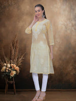 Load image into Gallery viewer, Seva Chikan Hand Embroidered Terivoil Cotton Lucknowi Chikan Kurti