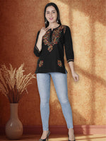 Load image into Gallery viewer, Seva Chikan Hand Embroidered Cotton Lucknowi Chikan Short Top