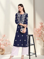 Load image into Gallery viewer, Seva Chikan Hand Embroidered Rayon Lucknowi Chikankari Kurta