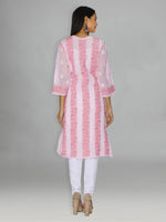 Load image into Gallery viewer, Seva Chikan Hand Embroidered Pink Cotton Lucknowi Chikankari Kurta-SCL0952