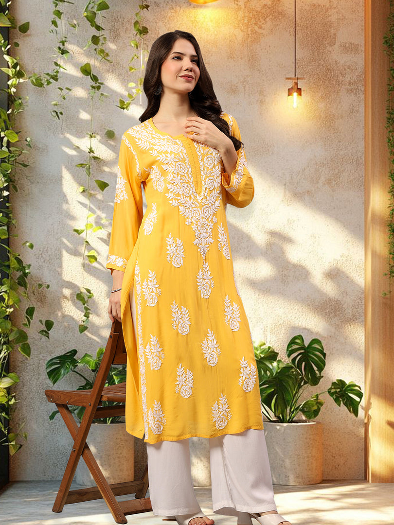 Seva Chikan Hand Embroidered Modal Cotton Lucknowi Chikankari Kurta