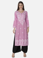 Load image into Gallery viewer, Seva Chikan Hand Embroidered Modal Cotton Lucknowi Chikan Kurti
