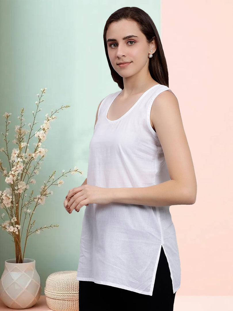 Seva Chikan Short Slips Combo of White (Pack of 2)