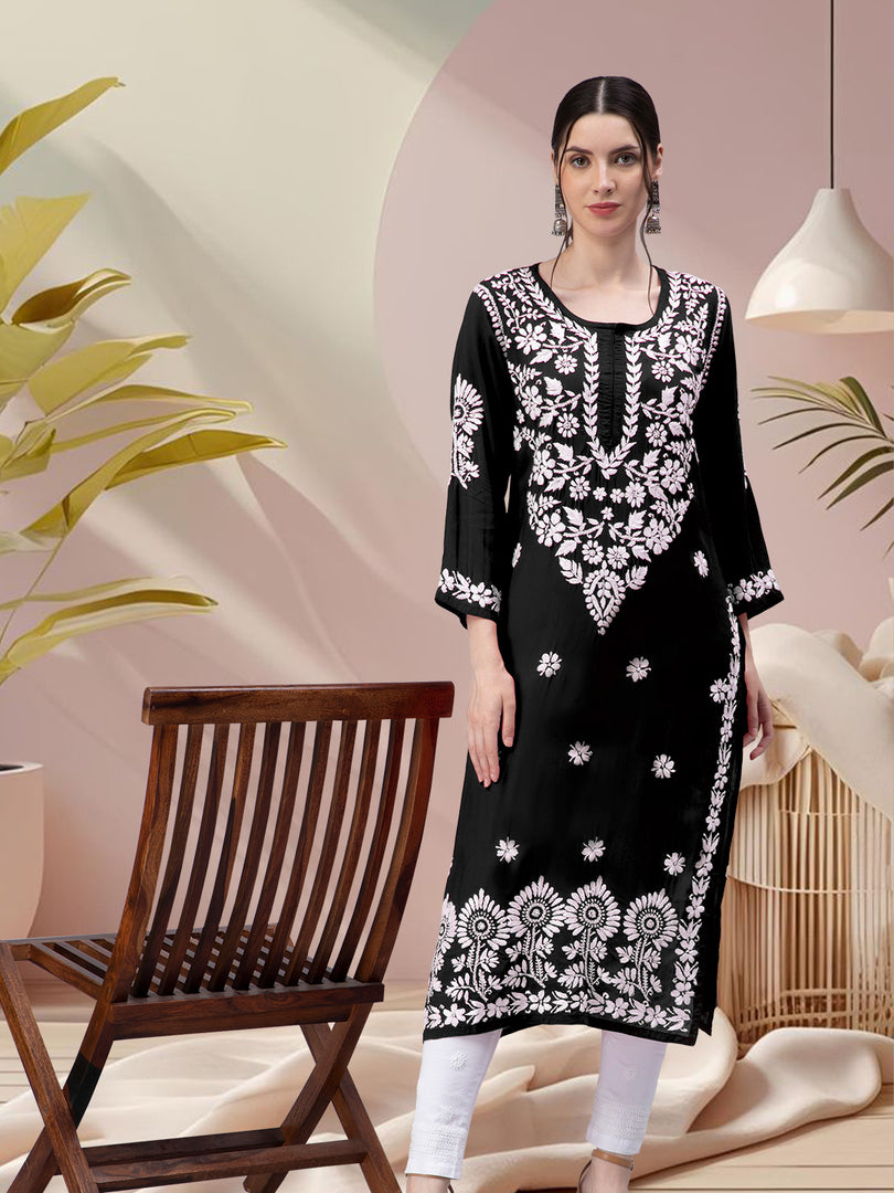 Seva Chikan Hand Embroidered Modal Cotton Lucknowi Chikankari Kurta