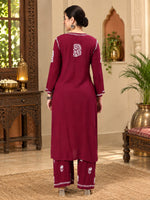 Load image into Gallery viewer, Seva Chikan Hand Embroidered Rayon Lucknowi Chikankari Kurta Set
