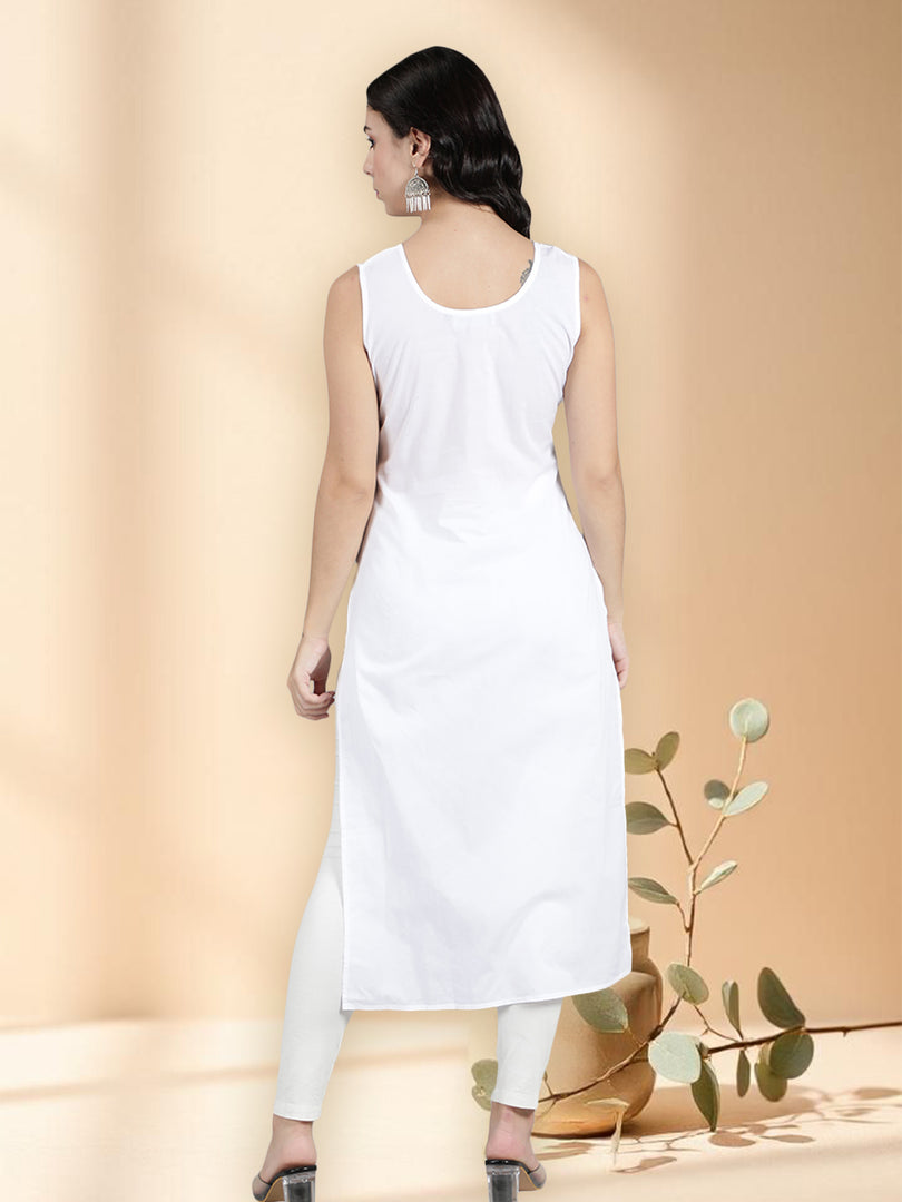 Seva Chikan Long Slips Combo of White (Pack of 2)