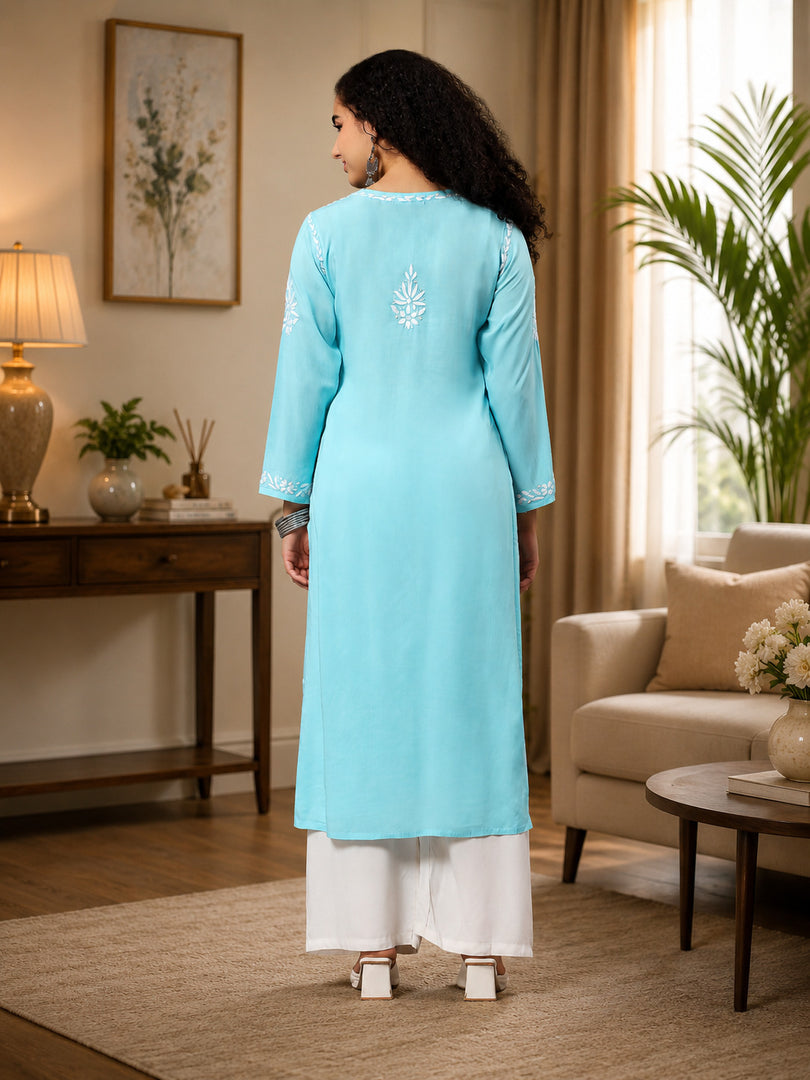 Seva Chikan Hand Embroidered Modal Cotton Lucknowi Chikankari Kurta