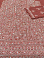 Load image into Gallery viewer, Seva Chikan Hand Embroidered Red Georgette Lucknowi Chikankari Unstitched Suit Piece-SEV15060