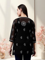 Load image into Gallery viewer, Seva Chikan Hand Embroidered Georgette Lucknowi Chikankari Top With Slip