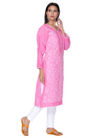 Load image into Gallery viewer, Seva Chikan Hand Embroidered Dark Pink Cotton Lucknowi Chikan Kurta-SCL0893