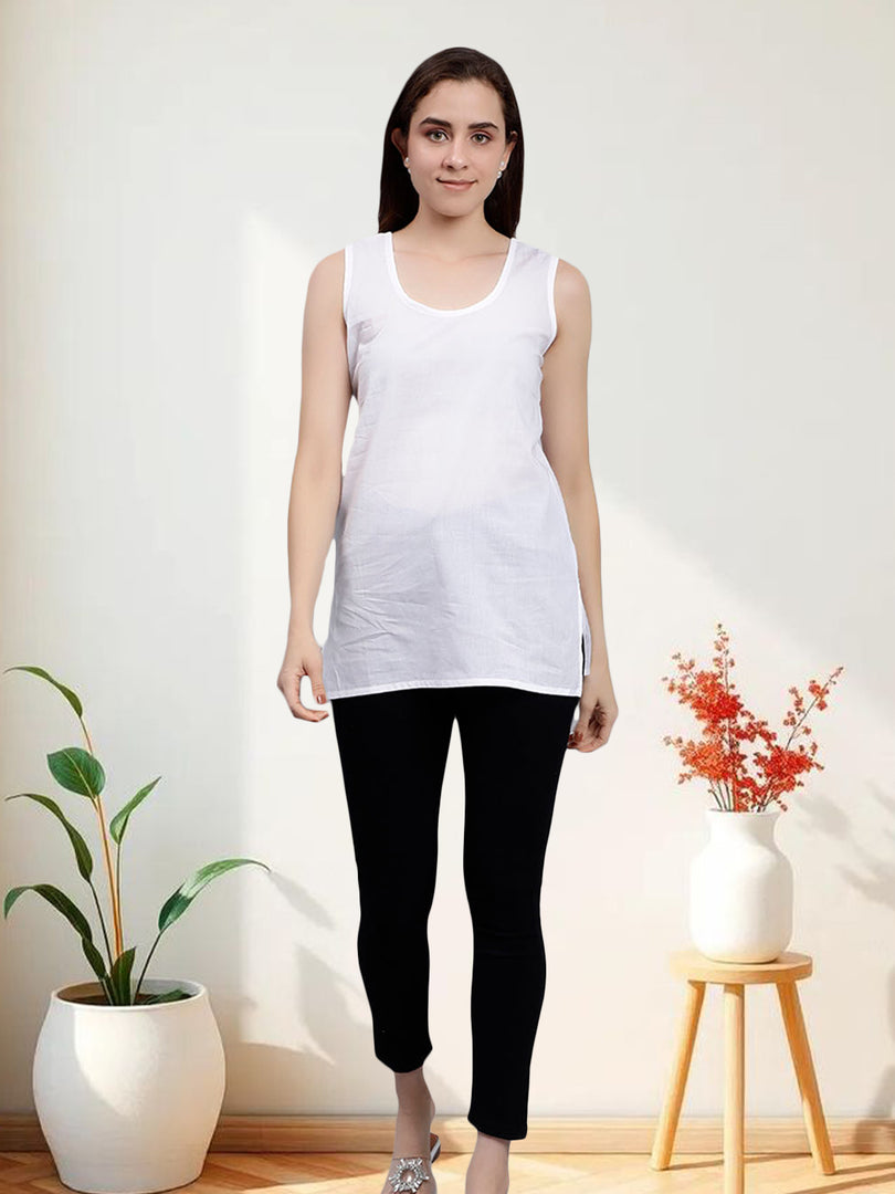 Seva Chikan Short Slips Combo of White (Pack of 2)