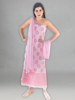 Load image into Gallery viewer, Seva Chikan Hand Embroidered Pink Cotton Lucknowi Chikan Unstitched Suit Piece