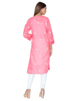 Load image into Gallery viewer, Seva Chikan Hand Embroidered Dark Pink Cotton Lucknowi Chikan Kurta-SCL0929