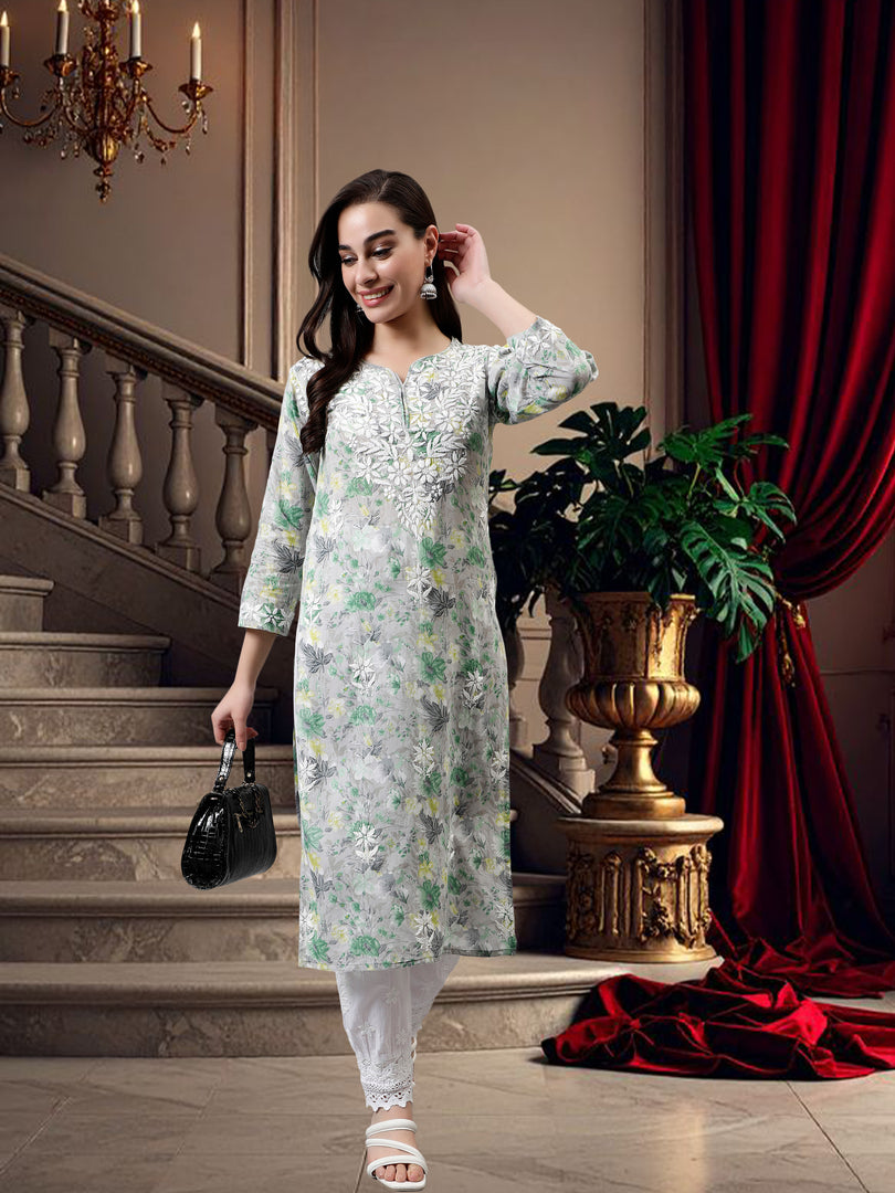 Seva Chikan Hand Embroidered Cotton Lucknowi Chikankari Kurta