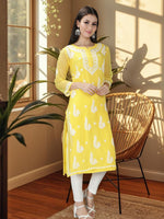 Load image into Gallery viewer, Seva Chikan Hand Embroidered Georgette Lucknowi Chikankari Kurta With Slip