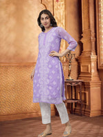 Load image into Gallery viewer, Seva Chikan Hand Embroidered Georgette Lucknowi Chikankari Kurta With Slip