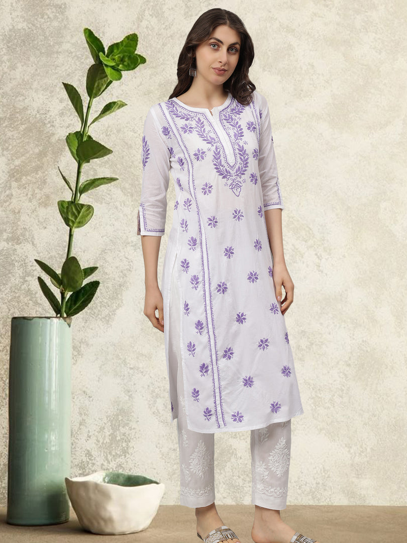 Seva Chikan Hand Embroidered Cotton Chikankari kurta