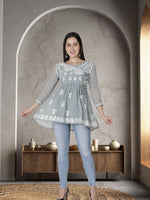 Load image into Gallery viewer, Seva Chikan Hand Embroidered Georgette Lucknowi Chikan Top
