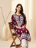 Load image into Gallery viewer, Seva Chikan Hand Embroidered Muslin Lucknowi Chikankari Kurta