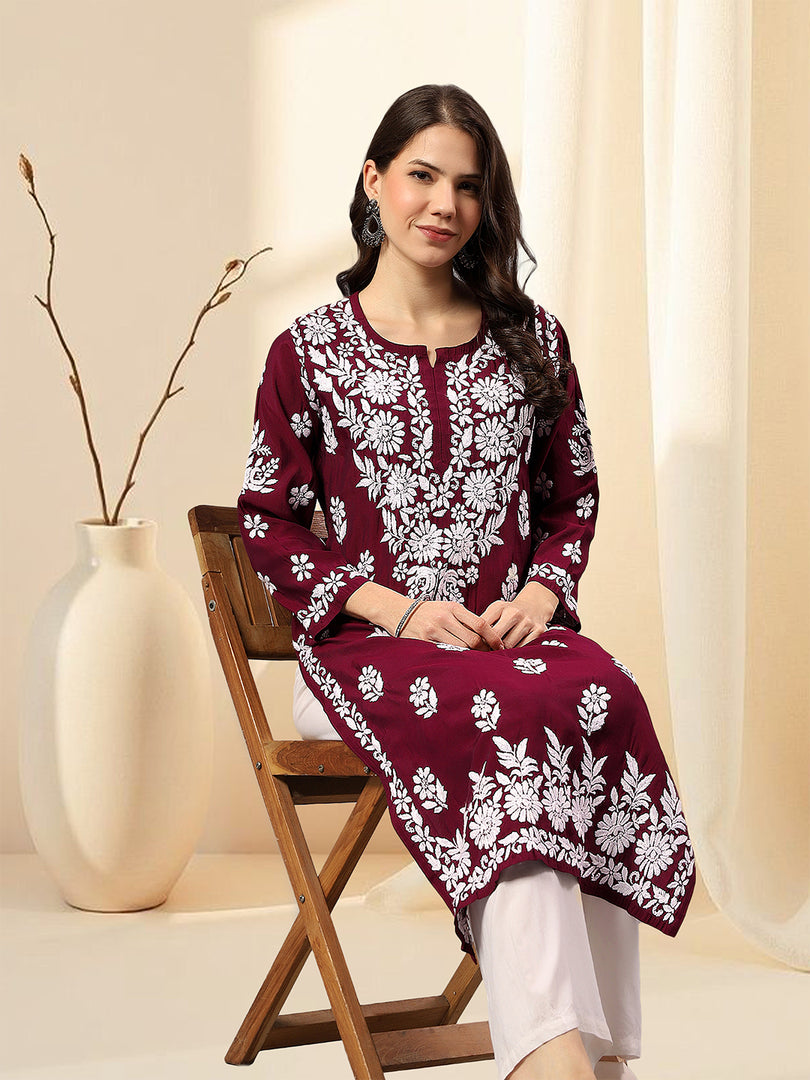 Seva Chikan Hand Embroidered Muslin Lucknowi Chikankari Kurta