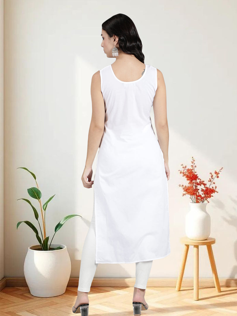 Seva Chikan Long Slips Combo of White (Pack of 2)