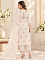 Load image into Gallery viewer, Seva Chikan Hand Embroidered Fawn Terivoil Cotton Lucknowi Chikankari Unstitched Suit Piece-SEV15003