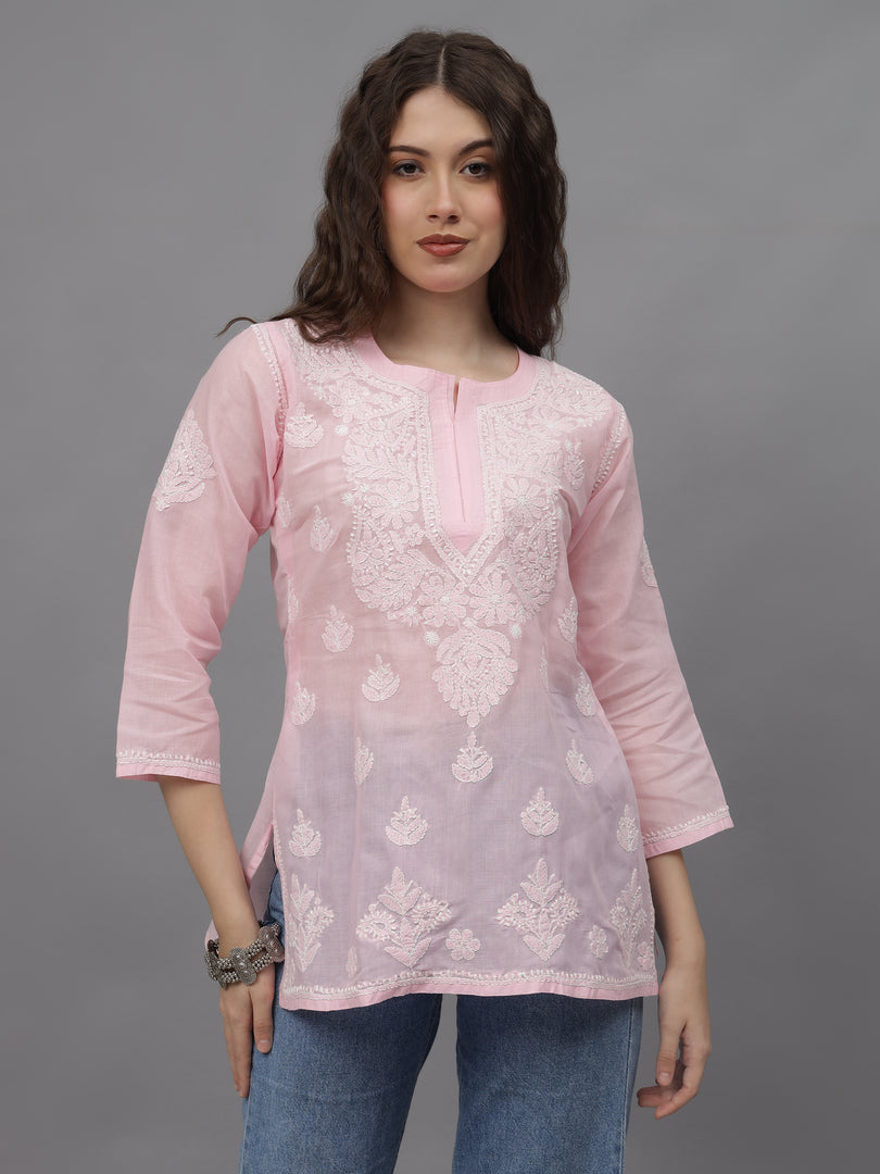 Seva Chikan Hand Embroidered Terivoil Cotton Lucknowi Chikan Top