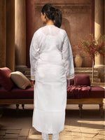 Load image into Gallery viewer, Seva Chikan Hand Embroidered White Cotton Lucknowi Chikan Kurta-SCL0682

