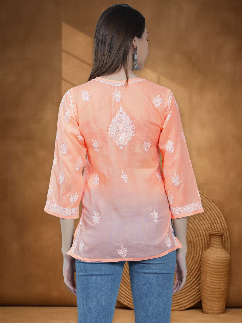 Seva Chikan Hand Embroidered Terivoil Cotton Lucknowi Chikan Top