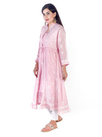 Load image into Gallery viewer, Seva Chikan Hand Embroidered Pink Cotton Lucknowi Chikankari Sarag-SCL1366