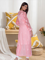 Load image into Gallery viewer, Seva Chikan Hand Embroidered Peach Georgette Lucknowi Chikan Kurti SCL1009
