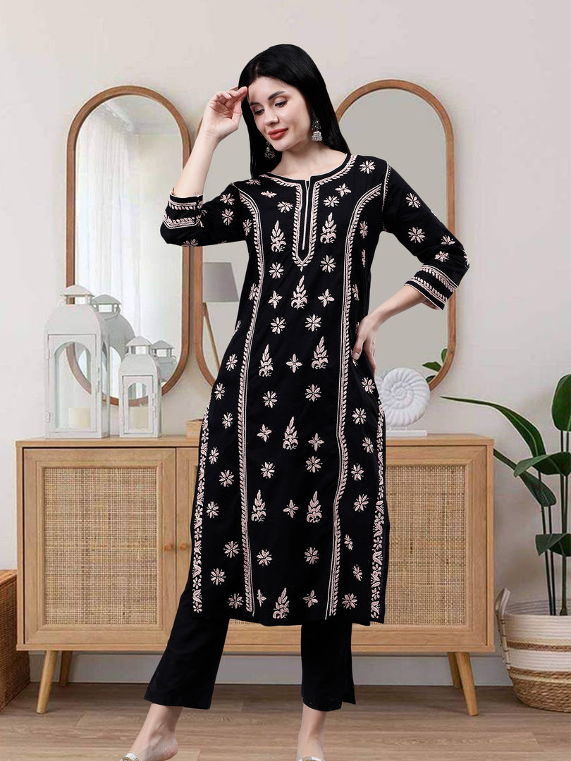 Seva Chikan Hand Embroidered Cotton Lucknowi Chikankari Kurta