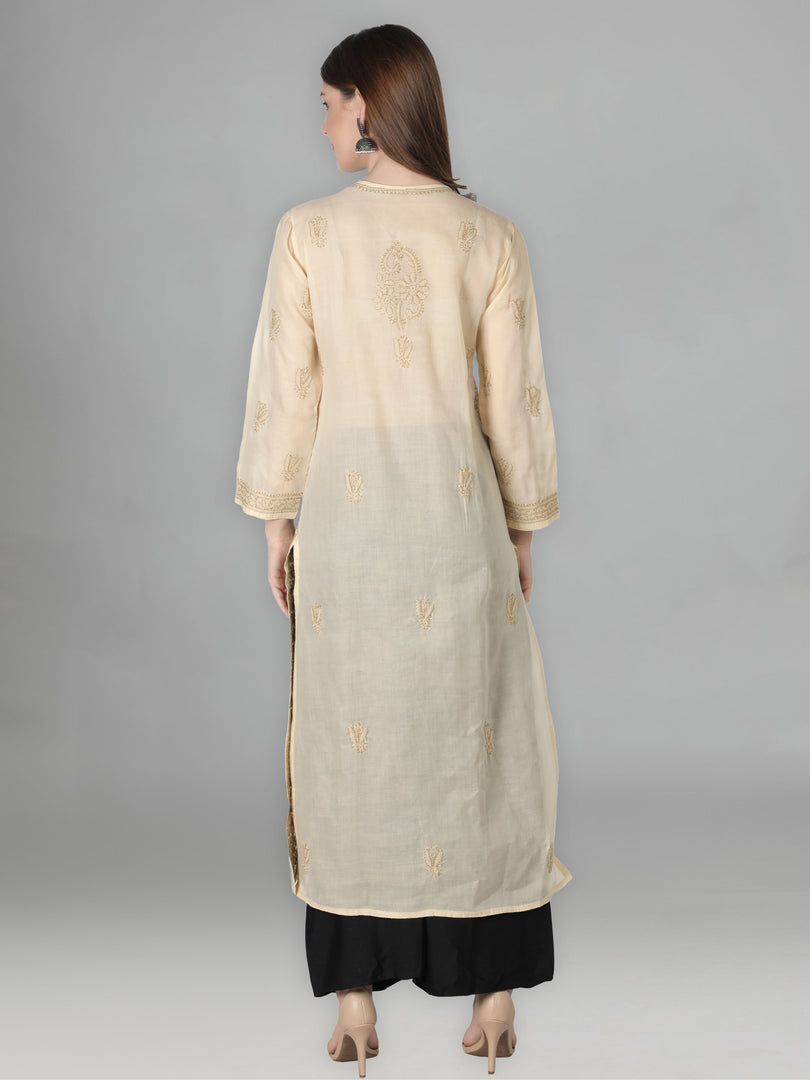 Seva Chikan Hand Embroidered Cotton Lucknowi Chikan Kurta