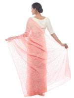 Load image into Gallery viewer, Seva Chikan Hand Embroidered Peach Georgette Lucknowi Saree-SCL2448