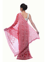 Load image into Gallery viewer, Seva Chikan Hand Embroidered Red Georgette Lucknowi Saree-SCL0412