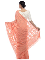 Load image into Gallery viewer, Seva Chikan Hand Embroidered Peach Viscose Georgette Lucknowi Chikan Saree-SCL2344
