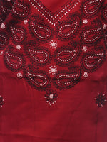 Load image into Gallery viewer, Seva Chikan Hand Embroidered Red Cotton Lucknowi Chikankari Unstitched Suit Piece-SCL0020