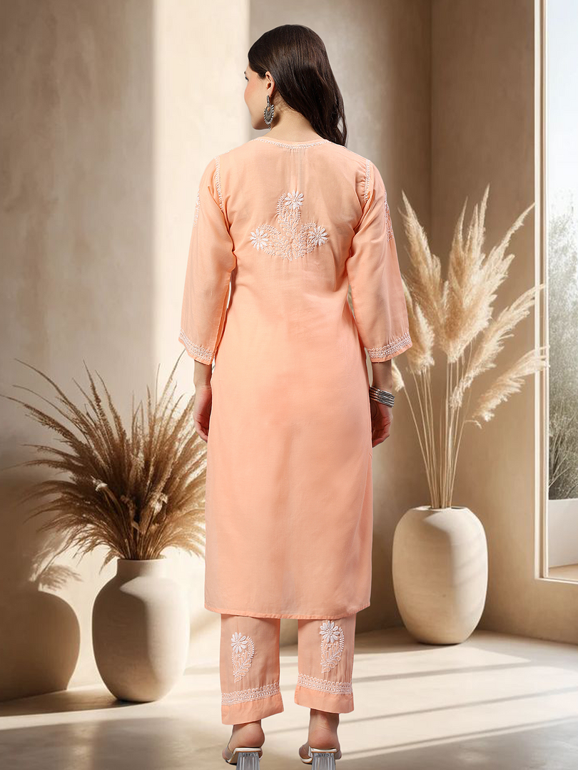 Seva Chikan Hand Embroidered Cotton Lucknowi Chikankari Kurta Set