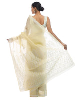 Load image into Gallery viewer, Seva Chikan Hand Embroidered Fawn Cotton Lucknowi Saree-SCL2318
