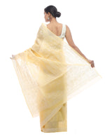 Load image into Gallery viewer, Seva Chikan Hand Embroidered Fawn Cotton Lucknowi Saree-SCL2327