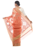Load image into Gallery viewer, Seva Chikan Hand Embroidered Brown/Orange Cotton Lucknowi Saree-SCL2488
