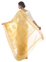 Load image into Gallery viewer, Seva Chikan Hand Embroidered Yellow Cotton Lucknowi Saree-SCL2490