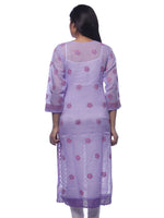 Load image into Gallery viewer, Seva Chikan Hand Embroidered Purple Cotton Lucknowi Chikan Kurti-SCL0287
