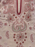 Load image into Gallery viewer, Seva Chikan Hand Embroidered Beige Cotton Lucknowi Chikankari Unstitched Suit Piece-SCL0028
